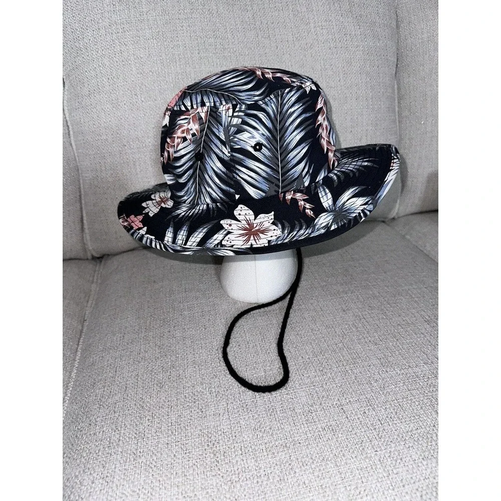 Hurley Men's Vagabond Bucket Sun Hat Floral Tropical Print‎ Drawstring Size S/M